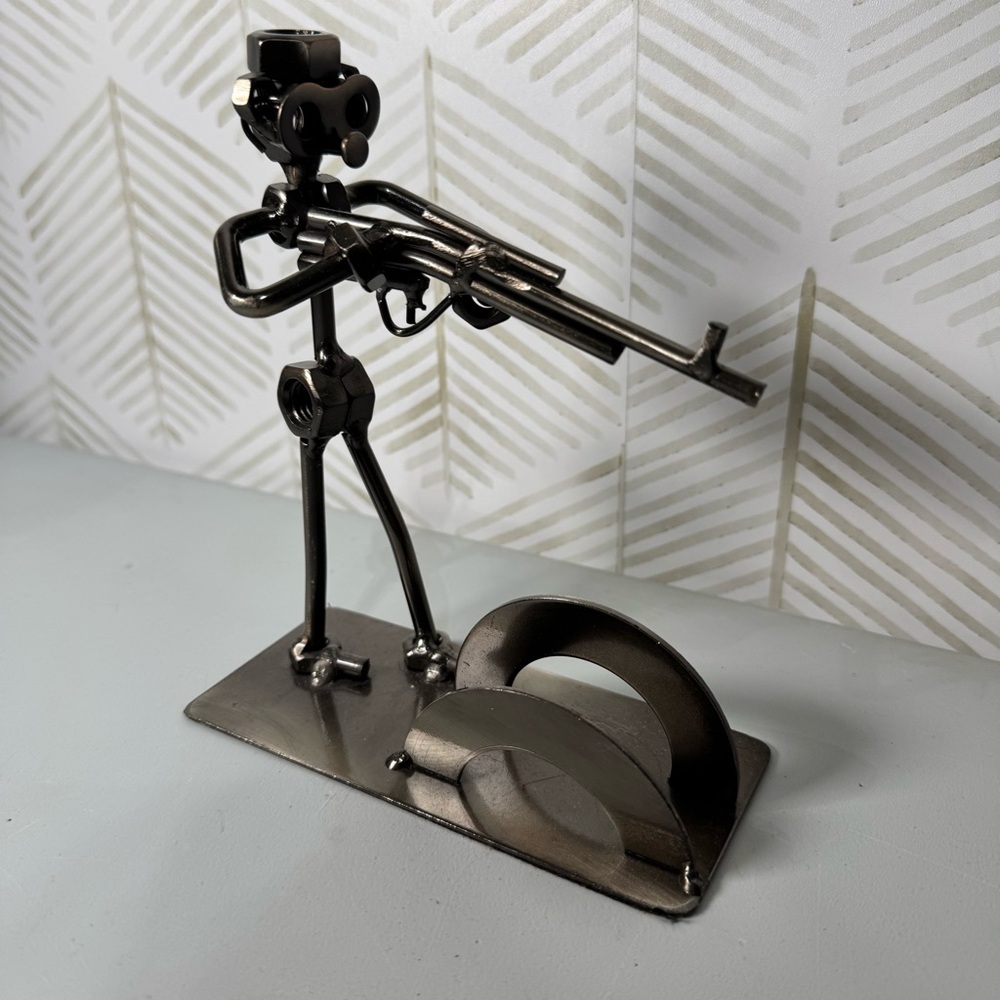 Hunter Sharp Shooter High Powered Weapon Metal Bolt Figurine Upcycled Art‎